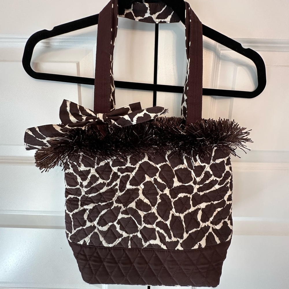 ANIMAL PRINT VERY HOT!! BRAND NEW QUILTED TOTE IN BROWN & CREAM GIRAFFE